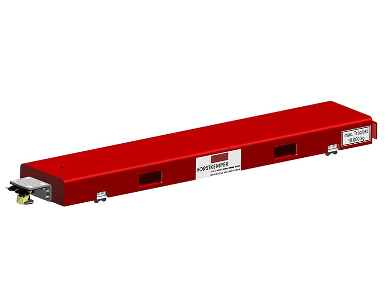 Red cart with brakes and forklift pockets