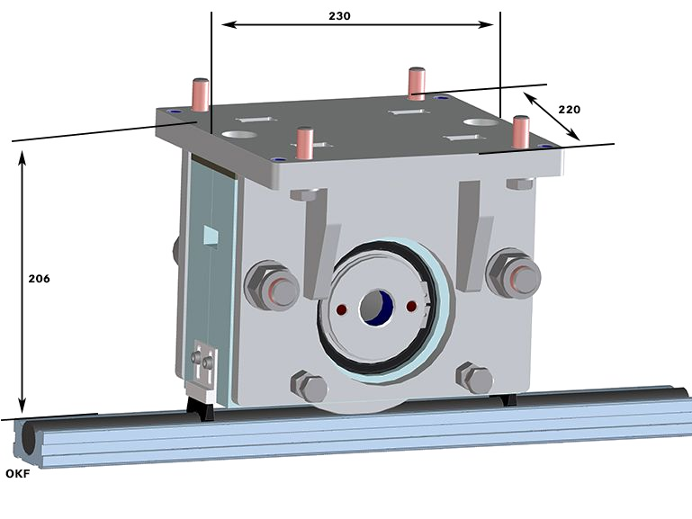 3D rendering of a wr25 - single wheel block unit with mounting frame