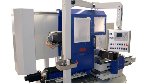 CNC drilling machine with control panel, protective enclosure, and multiple mechanical axes 