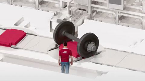 3D-Rendering der Radsatz Taktstrecke