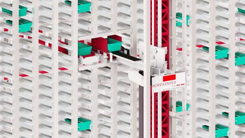 3D-Rendering des Regalbediengerätes