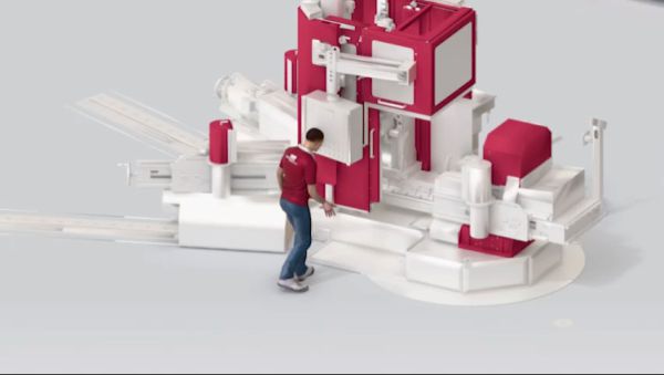 3D-Rendering einer CNC-Bohrmaschine 