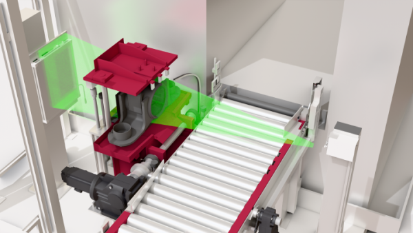 3D rendering of an assembly line for wheel set bearing housings 
